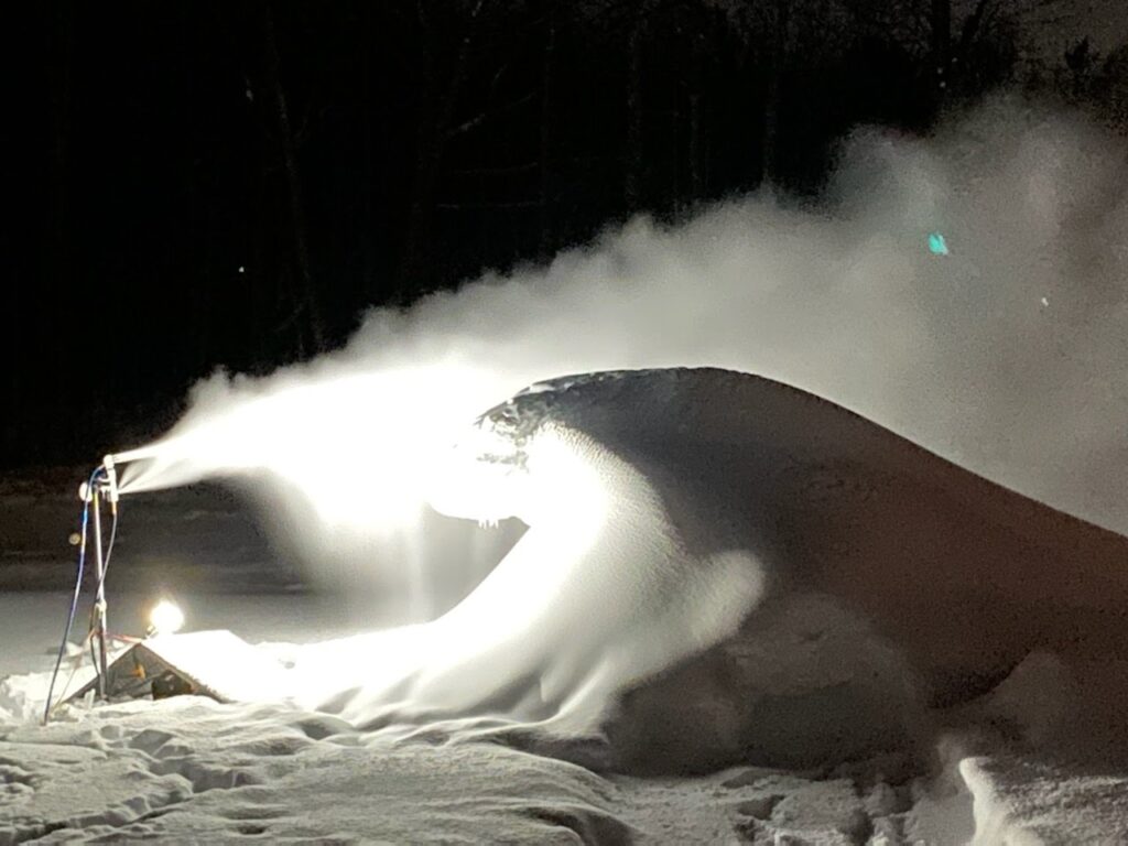 Snow being made with Backyard Snowstorm Snowgun